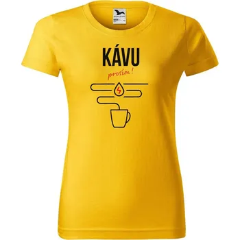 Dámské tričko DOBRÝ TRIKO Dámské tričko s potiskem Kávu prosím Barva: Žlutá, Velikost: 2XL