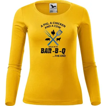 Dámské tričko DOBRÝ TRIKO Dámské bavlněné triko BAR-B-Q Velikost: XL, Barva: Žlutá