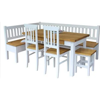 Komoda Rohový jídelní set PROVENCE 22 z masivu levý Barevné provedení: Bílá