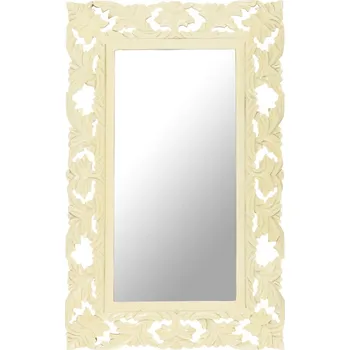 vidaXL Ručně vyřezávané zrcadlo bílé 80 x 50 cm masivní mangovník