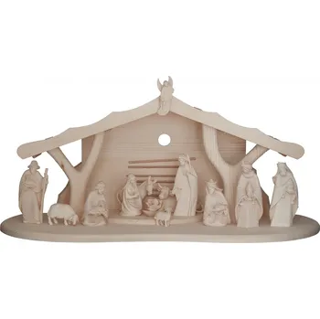 Vánoční dekorace Ornatis Dřevěná sestava Betlému Josef I - 13 figurek Provedení: Přírodní bez malování, Velikost stojících figur dospělých postav: 10 cm, Rozměr chlévu: 47 x 19 cm (š x h) - vhodné pro sošky 10 Dřevěný ručně malovaný betlém