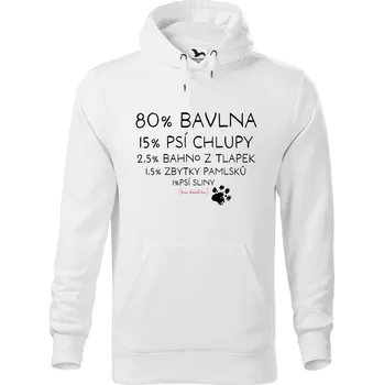 Pánská mikina DOBRÝ TRIKO Pánská mikina s potiskem Bio kvalita pes Velikost pánské mikiny: L, Barva: Bílá