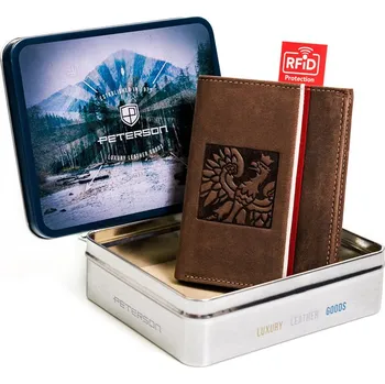 Peněženka Kožená peněženka s patriotickým akcentem Barva: Hnědá