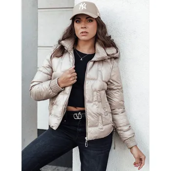 Dámská softshellová bunda Dstreet Dámská bunda FASHWARM krátká prošívaná s kapucí TY4637 Barva: Světle Hnědá, Velikost: 2XL