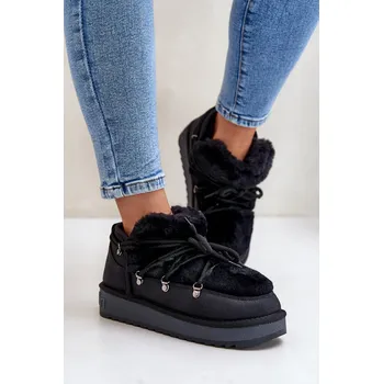 Dámská zimní obuv Nízké Sněhule Na Platformě S Kožešinou D.Franklin DFSH370011 Barva: Černá, Velikost: 41