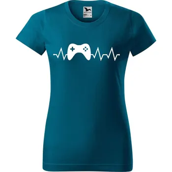 Dámské oblečení DOBRÝ TRIKO Dámské tričko s potiskem Tep gaming Barva: Petrolejová, Velikost: L