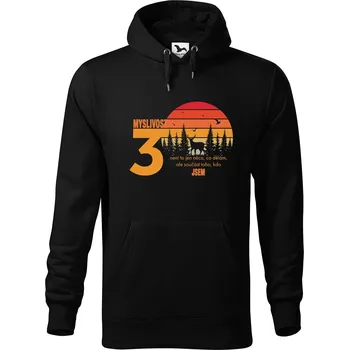 Pánská mikina DOBRÝ TRIKO Pánská mikina s potiskem 30 let myslivost Velikost pánské mikiny: 4XL, Barva: Černá