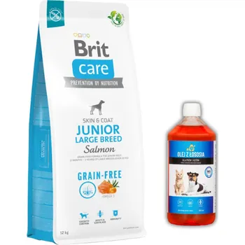 Krmivo pro psa Brit Care Grain-free Junior Large Breed Salmon & Potato 12 kg + LAB V Lososový olej pro psy a kočky 500ml
