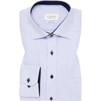 Pánská košile Košile Eterna Comfort Fit Struktur světle modrá 4671_11E147 velikost: 48, délka rukávu: dlouhý rukáv