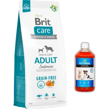 Krmivo pro psa Brit Care Grain-free Adult Salmon & Potato 12 kg + LAB V Lososový olej pro psy 500ml