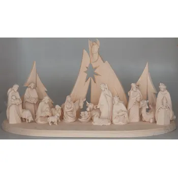 Vánoční dekorace Ornatis Dřevěná sestava Betlému Josef I Provedení: Přírodní bez malování, Velikost stojících figur dospělých postav: 10 cm, Rozměr chlévu: 43 x 20 25 cm (š x h x v) - vhodné pro sošky 10 cm Dřevěný ručně malovaný betlém