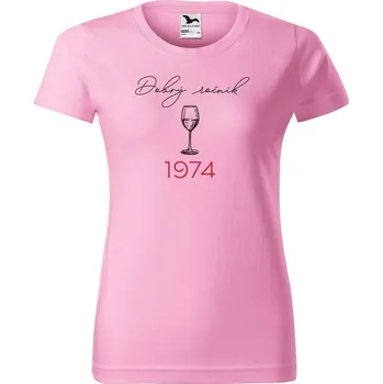 DOBRÝ TRIKO Dámské tričko s potiskem Dobrý ročník víno Barva: Růžová, Velikost: 3XL