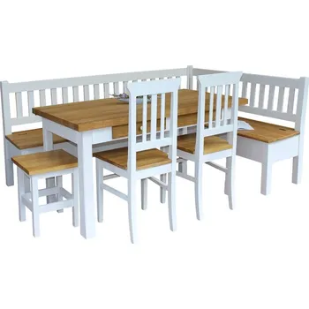 Komoda Rohový jídelní set PROVENCE 22 z masivu pravá Barevné provedení: Šedomodrá