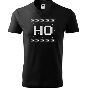 Pánské tričko DOBRÝ TRIKO Pánské vánoční V tričko s potiskem HO Velikost: 3XL, Barva: Černá