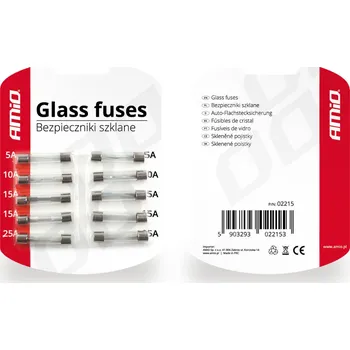 Autoelektrika Skleněné pojistky 10 ks sada AMIO-02215