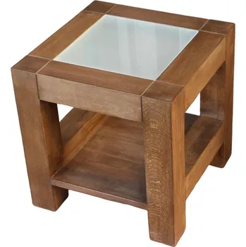 Komoda Bukový noční stolek CORINA SN1 se skleněnou deskou Barevné provedení: Dub