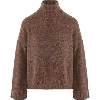 Dámský svetr HNĚDÝ CHLUPATÝ SVETR Rino Pelle
