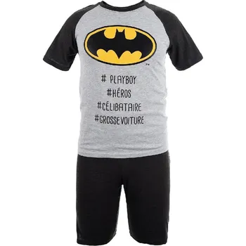 Pánské pyžamo Šedo-černé krátké pánské pyžamo Batman Velikost: S
