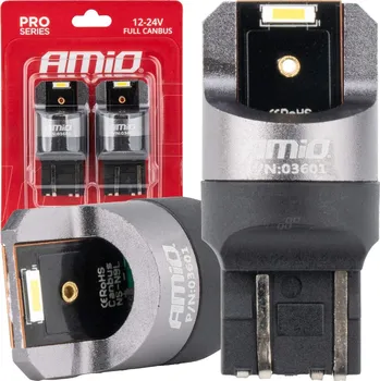 Autožárovka FULL CANBUS PRO LED žárovky W21/5W 2x1860 SMD bílá 12V 24V AMIO-03601