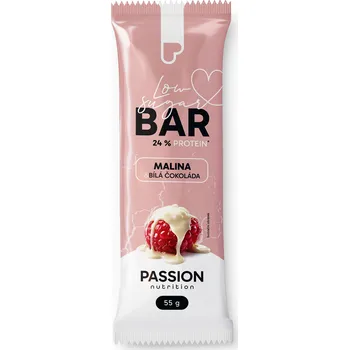 Passion nutrition Passion Low sugar bar Malina a bílá čokoláda 55g