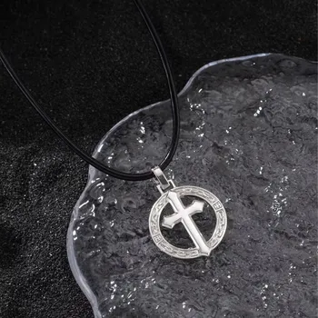 Řetízek Majya Stříbrný přívěsek KŘÍŽ s koženou černou šňůrkou 55 cm | šířka 2,0 mm Ag/; ≤6,05 g 11262