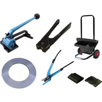 Stahovací páska Sada ocelové vázací pásky, napínač, kleště, ocelové spony, nůžky a odvíječ