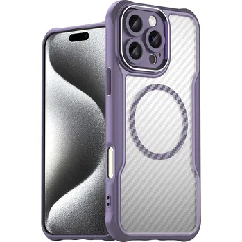 Pouzdro na mobilní telefon Leading MagSafe case pouzdro / kryt pro Apple iPhone 16 PRO MAX (6,9") clear / purple