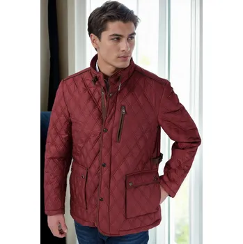 Dámský kabát K8613 DEWBERRY COAT-PLAIN BURGUNDY dewberry tmavě červená 3056233