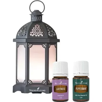 Vůně do bytu Young Living aroma difúzer Lucerna černý antracit + lavender a peppermint 2x5ml