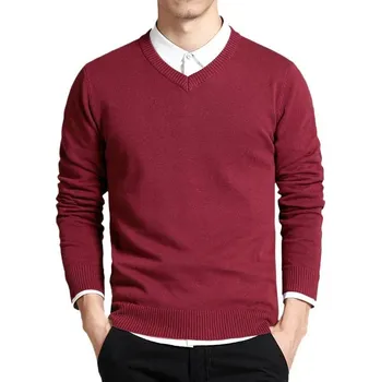 Pánský svetr Elegantní pánský svetr na košili Barva: Červená, Velikost: S