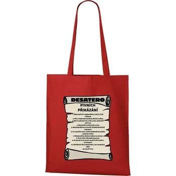DOBRÝ TRIKO Bavlněná taška s potiskem Pivní přikázání Barva: Červená