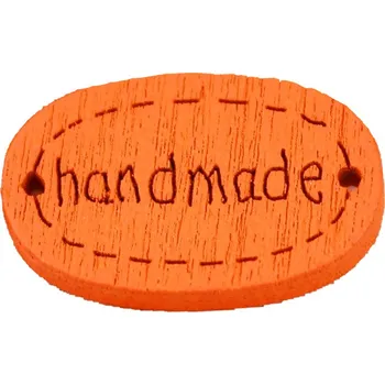 Knoflík Pro Háčkování Hand made dřevěný oválný oranžový 18x12 mm.