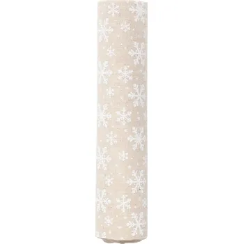 Vánoční dekorace Mars & More Béžový vánoční běhoun / látka na stůl s vločkami - 30*300 cm