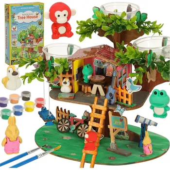 kreativní sada KIK Kreativní sada pro stavbu domku na stromě rostoucí rostliny samolepky