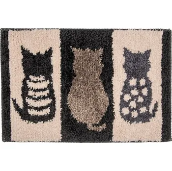 Koupelnová předložka Béžová koupelnová předložka s kočičkami Cats - 59*39*1 cm