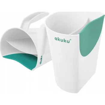 teploměr do vody pro miminko AKUKU Akuku Hrníček ke koupání, mytí hlavičky - bílý, mátový