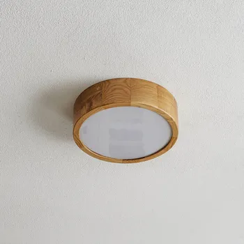 TEMAR LIGHTING Stropní světlo Cleo DR275, IP54, Ø 27,5 cm, dubové dřevo, E27 2 x 24 W LED - Doprava zdarma