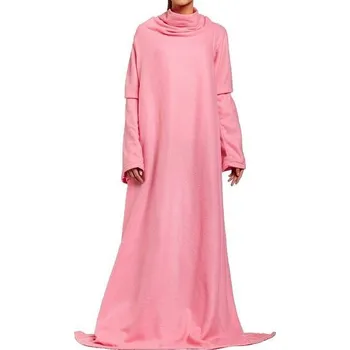 Karnevalový kostým Teplá, velká fleecová deka s rukávy, růžová