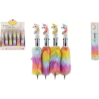 Teddies Propiska/pero jednorožec plyšová 6 barev plast 16cm v plastové krabičce