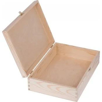 Dárková krabička Přírodní dřevěná dárková krabička se zámkem - 35x25x10 cm