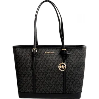 Módní doplněk Černá kabelka Michael Kors Jet Set tote logo gold black