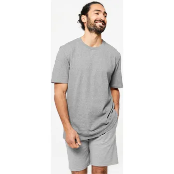 DOMYOS Pánské bavlněné fitness tričko 4XL ŠEDÁ