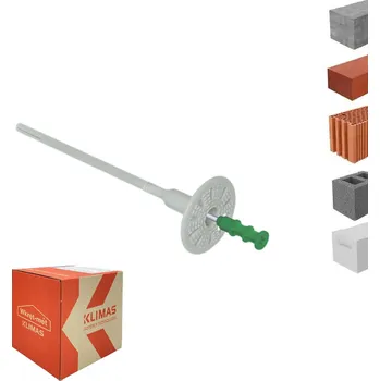 Hmoždinka KLIMAS Wkret-met WKTHERM-S Talířová hmoždinka s kovovým šroubem a zkrácenou expanzní zónou Ø8 mm 155 mm - 200 ks