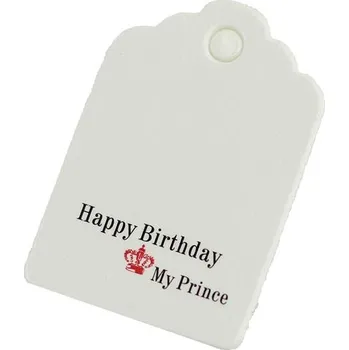 Dárková visačka Pro Háčkování Papírová cedulka Happy Birthday 3x2 cm bílá 5 ks