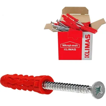 Hmoždinka KLIMAS Wkret-met SFXP Uzlovací hmoždinka s vrutem Ø8 x 40 mm + skrutka Ø5.0 x 50 mm PZ-2 - 100 ks