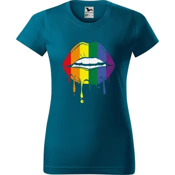 Dámské oblečení DOBRÝ TRIKO Dámské tričko s potiskem Pride ústa Barva: Petrolejová, Velikost: S