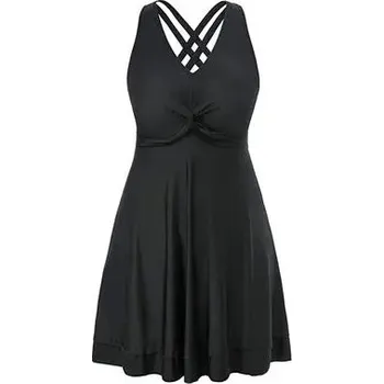 Dámské plavky Dámské dvoudílné plavky vzhledu šaty Barva: Černá, Velikost: 3XL