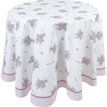 ubrus Bavlněný kulatý ubrus s levandulemi Lavander Garden - Ø 170 cm