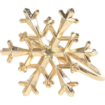 Mosazný antik kovový kroužek na ubrousek s vločkou Snowflakes - 4*4*4 cm