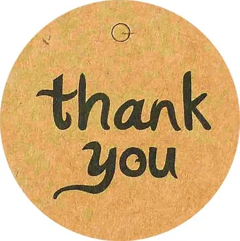 Pro Háčkování Papírová cedulka kulatá Thank you 40 mm 5 ks